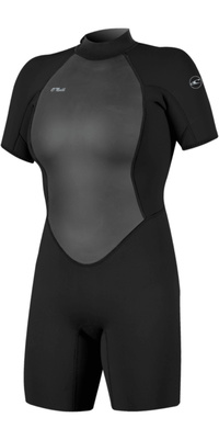 2026 O'Neill Womens Reactor-2 2mm Back Zip Shorty Wetsuit 5043B - Black / Black